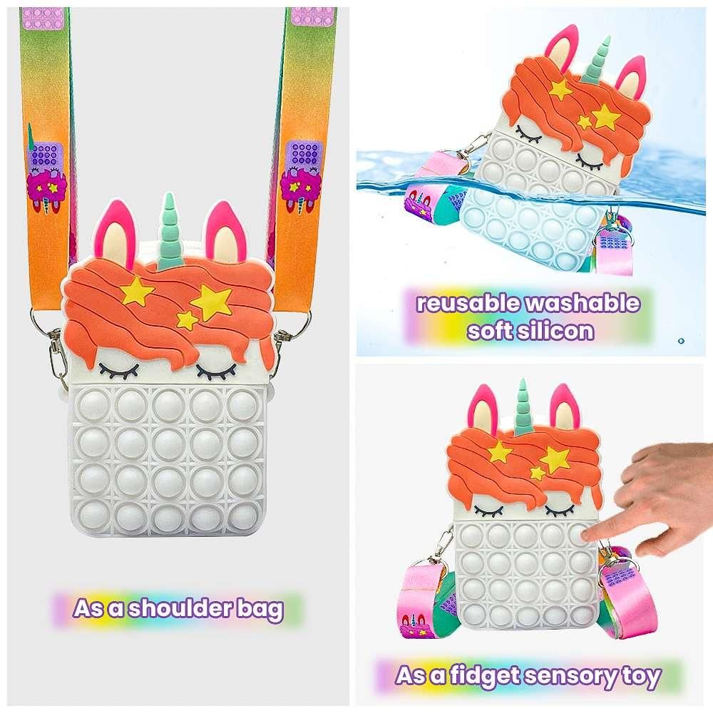 Pop It Bag for Girls -P- Unicorn sling Bags for Girls Kids Sling Bags