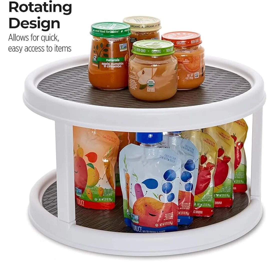 Double Layer Rotating Tray, Spice Rack Organizer 10-Inch